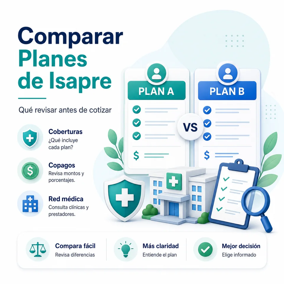 Infografía Cotizador Isapre para comparar Planes de Isapre, coberturas, copagos y red médica