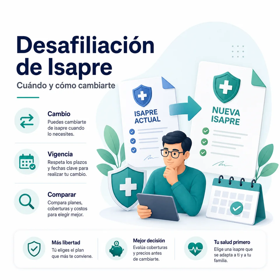 Infografía Cotizador Isapre sobre desafiliación y cambio de Isapre