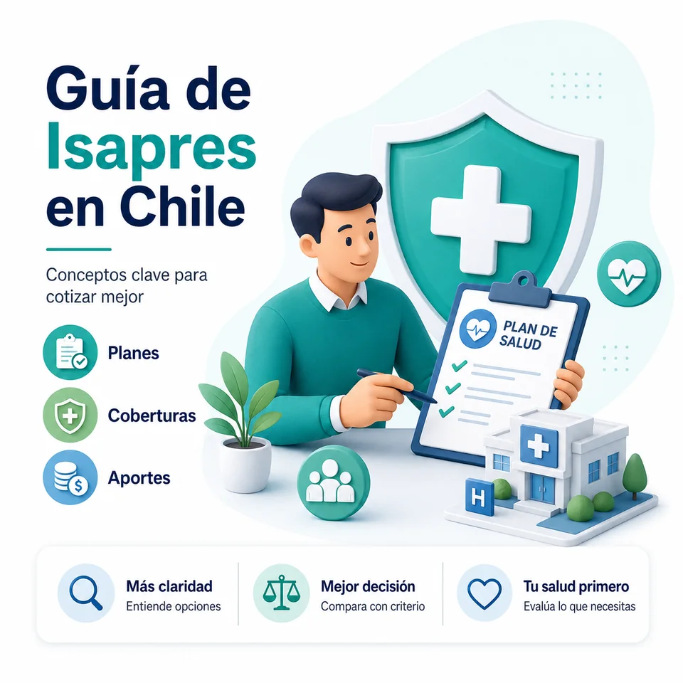 Infografía Cotizador Isapre: guía de Isapres en Chile, planes, coberturas y aportes