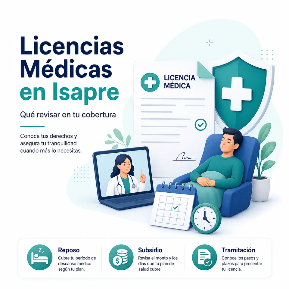 Infografía Cotizador Isapre sobre licencias médicas y subsidio por incapacidad laboral