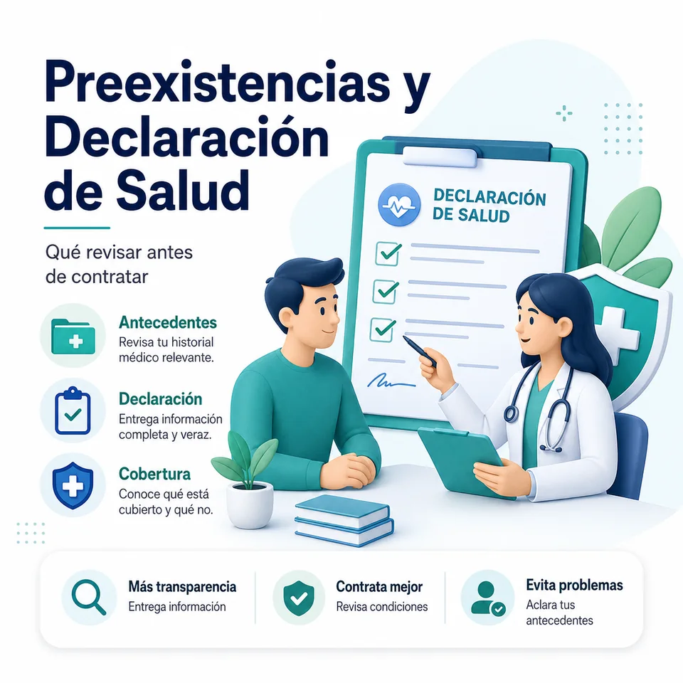 Infografía Cotizador Isapre sobre preexistencias y declaración de salud