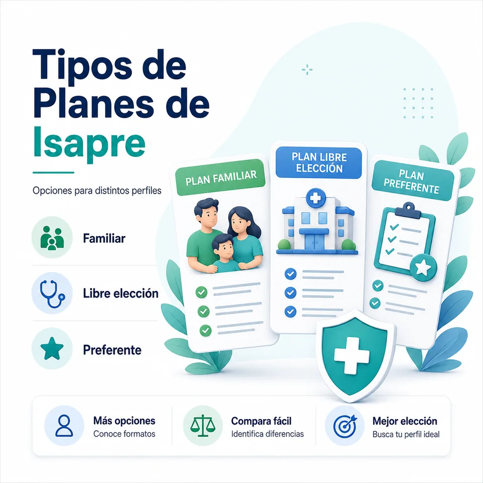 Infografía Cotizador Isapre sobre tipos de Planes de Isapre